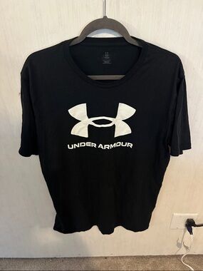 Under Armour Black Short Sleeve Tee with White Logo